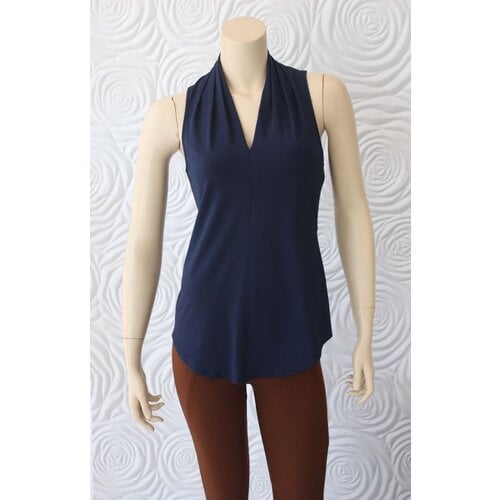 Iris Iris Sleeveless Top with V-Neck in Midnight Blue Iris Iris Sleeveless Top with V-Neck in Midnight Blue
