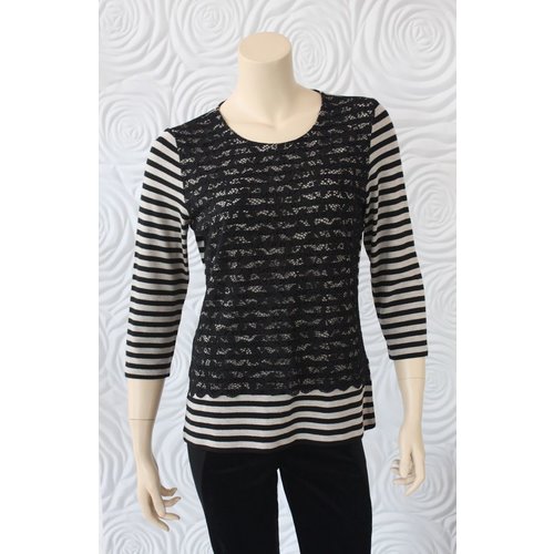 Gerry Weber Gerry Weber Stripe and Lace Top Gerry Weber Gerry Weber Stripe and Lace Top