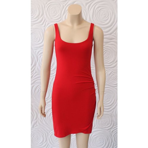 Susana Monaco Susana Monaco Tank Dress with Gathered Overlay in Red Susana Monaco Susana Monaco Tank Dress with Gathered Overlay in Red
