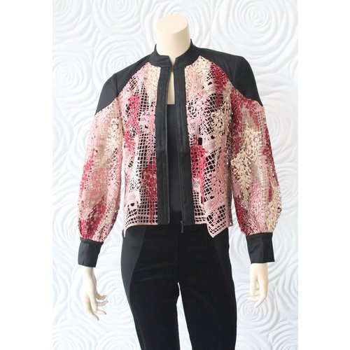 Once Was Once Was Amytis Lace Bomber Jacket in Pink Once Was Once Was Amytis Lace Bomber Jacket in Pink