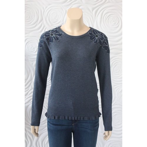 Leo Guy Leo & Ugo Blouse with Embroidered Flowers on Shoulder Leo Guy Leo & Ugo Blouse with Embroidered Flowers on Shoulder