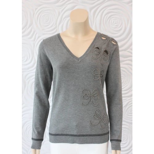 Leo Guy Leo & Ugo Long Sleeve Blouse with Beaded Bow Detail Leo Guy Leo & Ugo Long Sleeve Blouse with Beaded Bow Detail