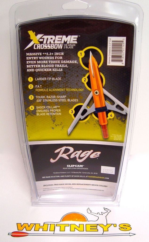 Rage Slip Cam Rage Xtreme Slip Cam Crossbow Broadheads 100 Grain