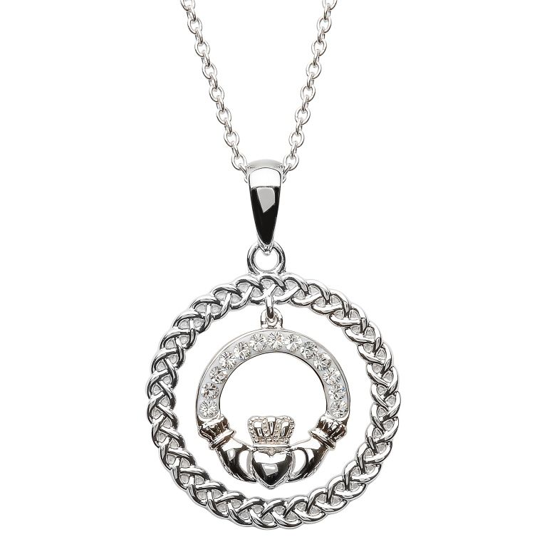 Pendants Necklaces Shanore Sterling Claddagh Circle Pendant With Pendants Necklaces Shanore Sterling Claddagh Circle Pendant With Swarovski Crystals