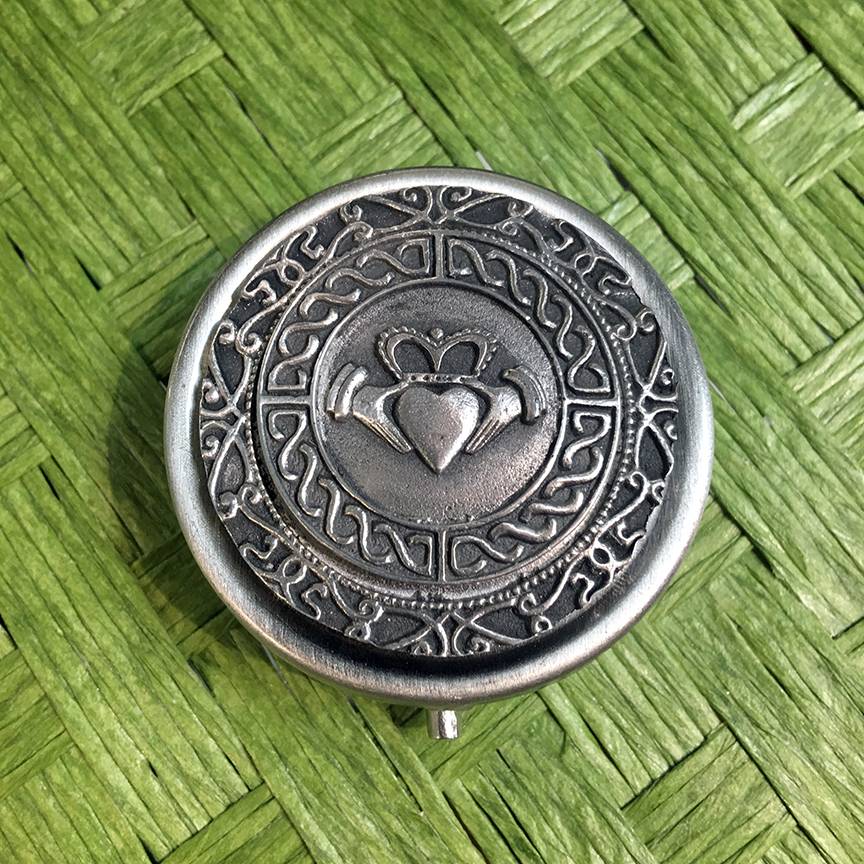 SMALL NOVELTY IRISH GIFTS MULLINGAR PEWTER PILL BOX Irish Crossroads