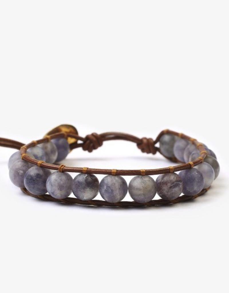 Chan Luu Matte Iolite Mix Stone Single Wrap Bracelet On Henna Bracelets Chan Luu Matte Iolite Mix Stone Single Wrap Bracelet On Henna Leather