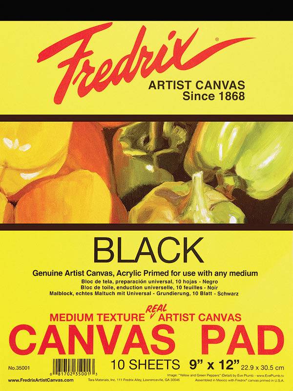 TARA (FREDRIX) FREDRIX CANVAS PAD BLACK 12X16 10SHT Colours Artist