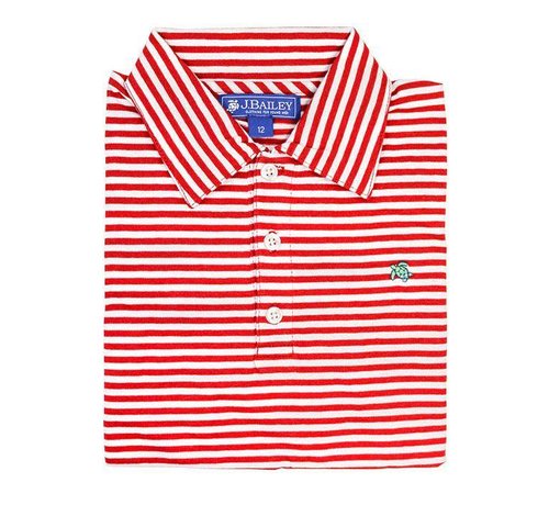 J BAILEY Red and White Stripe Polo