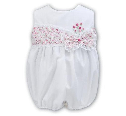 Sarah Louise Sleeveless White Bubble With Hand Embroidered Flowers