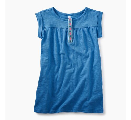 Tea Collection Short Sleeve Placket Trim Dress