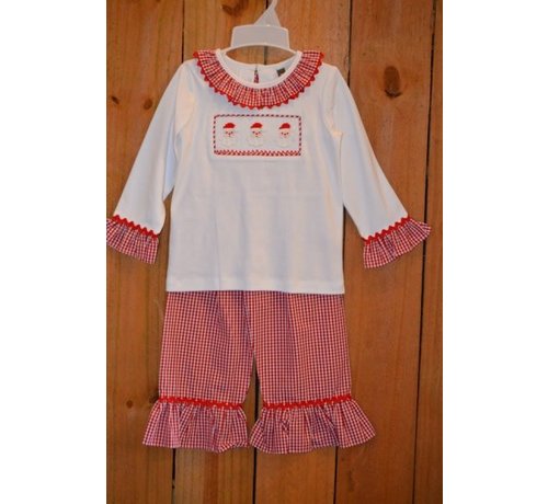 BANANA SPLIT KIDS Santa Smocked Ruffle Pantset