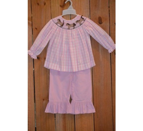 BANANA SPLIT KIDS Saddle Up Smocked Bishop Top and Ruffle Pants