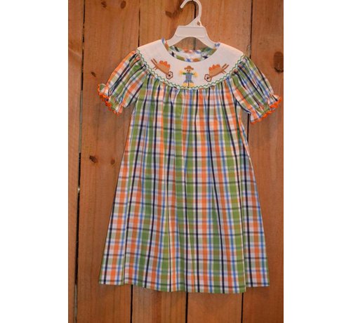 Happy Fall Smocked Bishop Dress
