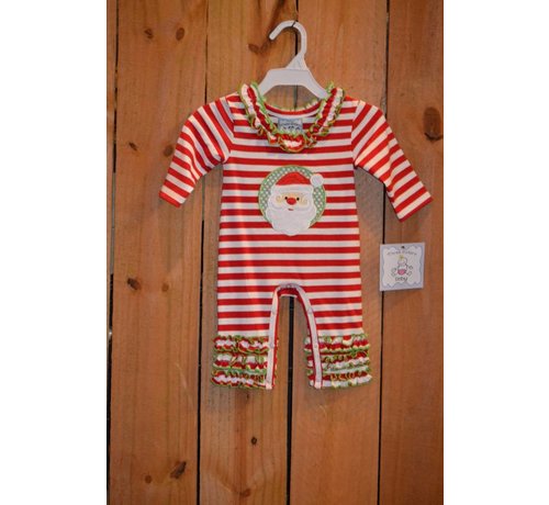 Santa Applique Girls Knit Romper
