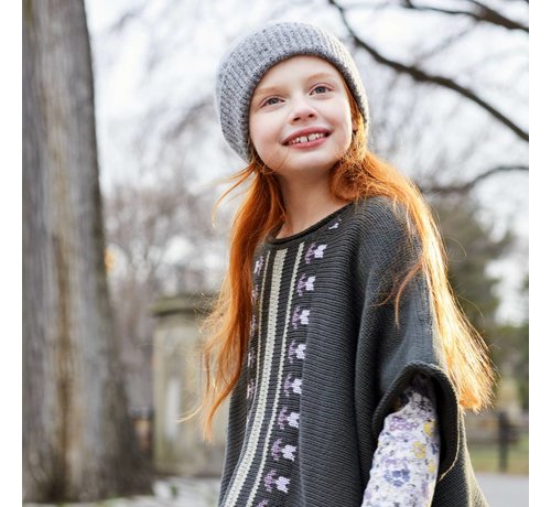 Tea Collection Floral Stripe Sweater Poncho