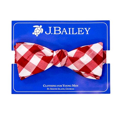 J BAILEY Red Check Silk Bowtie