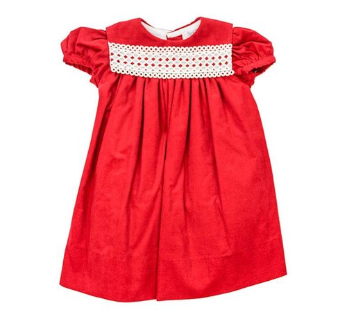 Bailey Boys Red Corduroy Float Dress with Lace