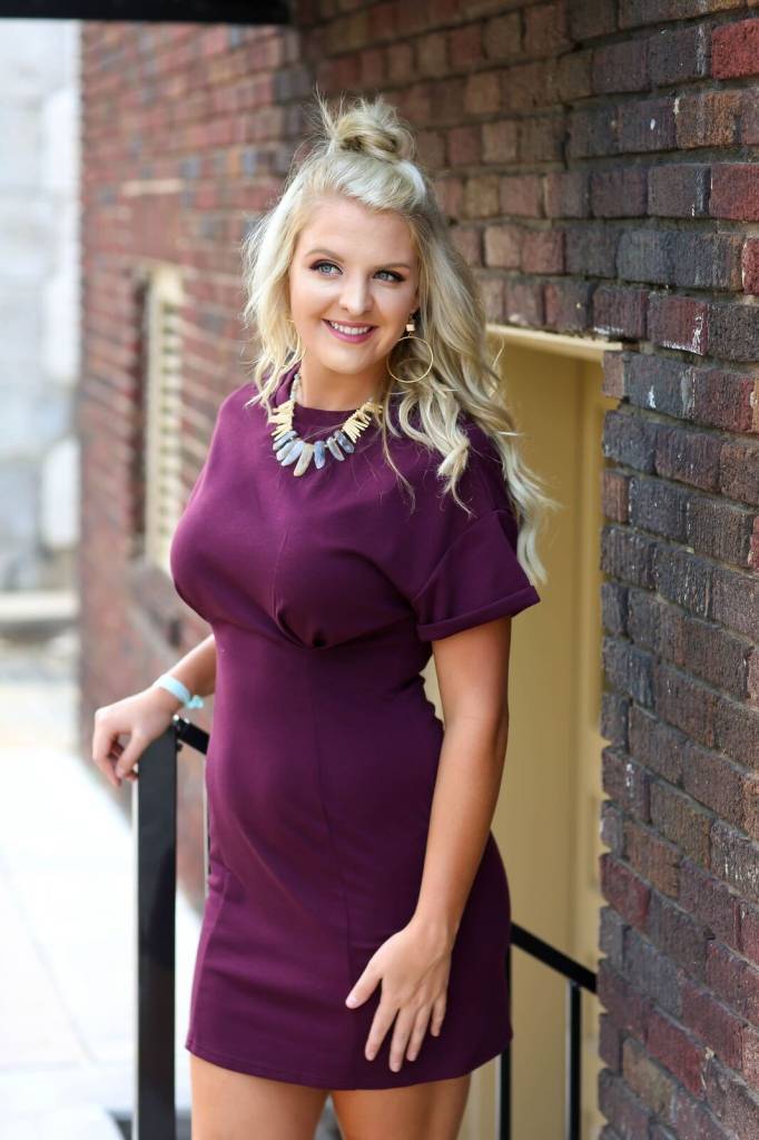 Plum Short Sleeve Knitted Dress 3 Jem S Concord She Sky Plum Short Sleeve Knitted Dress