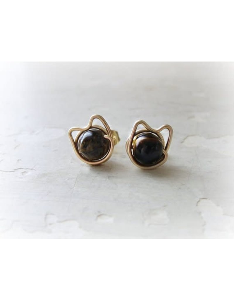 Gold Filled Black Cat Stud Earrings Southern Roots Boutique Contempo Jewelry Gold Filled Black Cat Stud Earrings