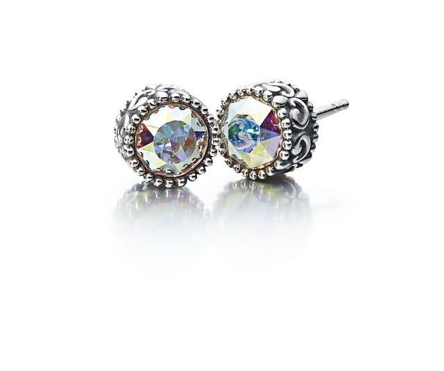 Chamilia Sterling Silver W Stone Princess Stud Earrings Chamilia Sterling Silver W Stone Princess Stud Earrings Swarovski Ab Crystal