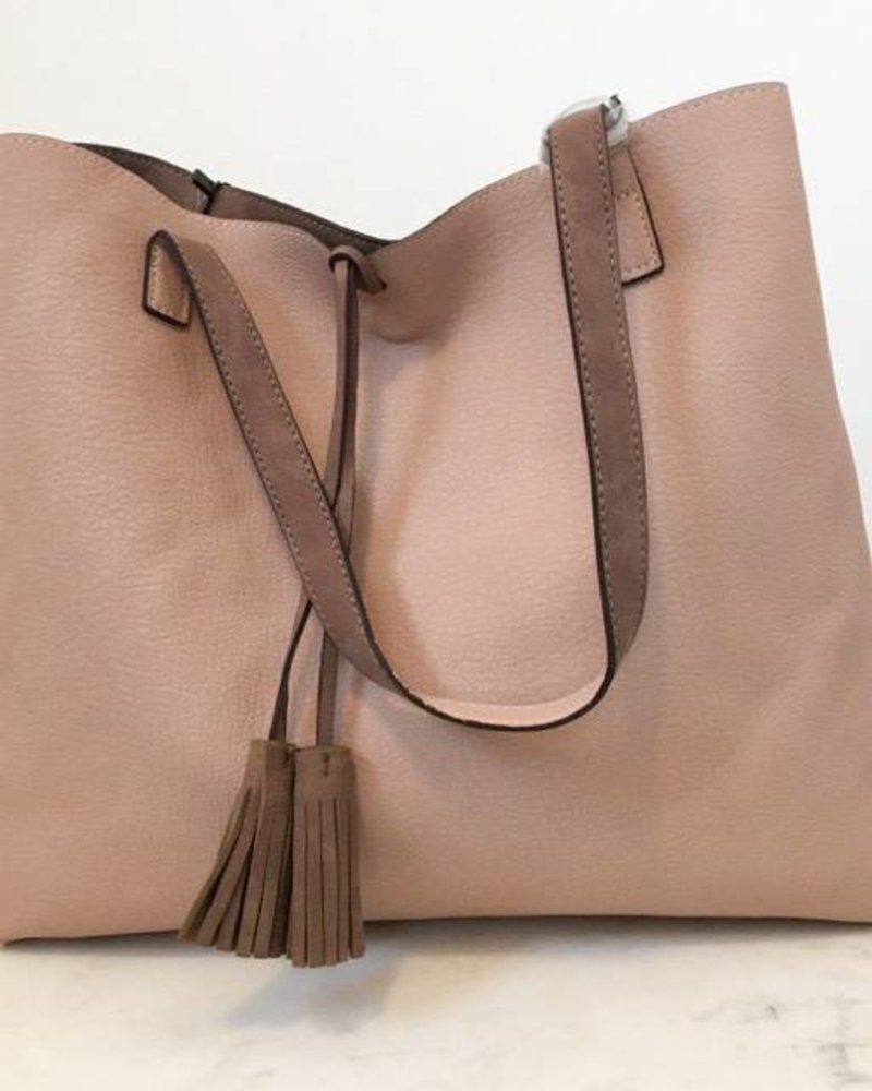 Street Level Mauve Reversible Tote W Tassle Detail Thelma Thistle Street Level Mauve Reversible Tote W Tassle Detail