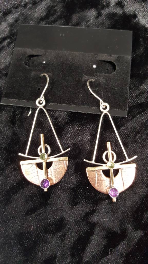 109 Mixed Metal Earrings W Peridot And Amethyst The S Gallery 109 Mixed Metal Earrings W Peridot And Amethyst