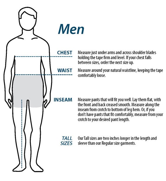 Waist Size For Men Chart