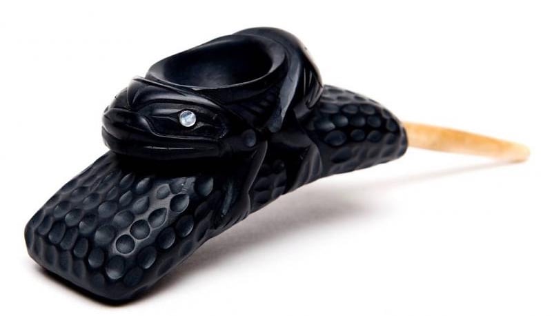 Haida Argillite Frog Tobacco Pipe by Lionel Samuels