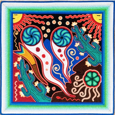 Huichol yarn painting peyote visions