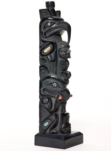 hand carved argillite model pole