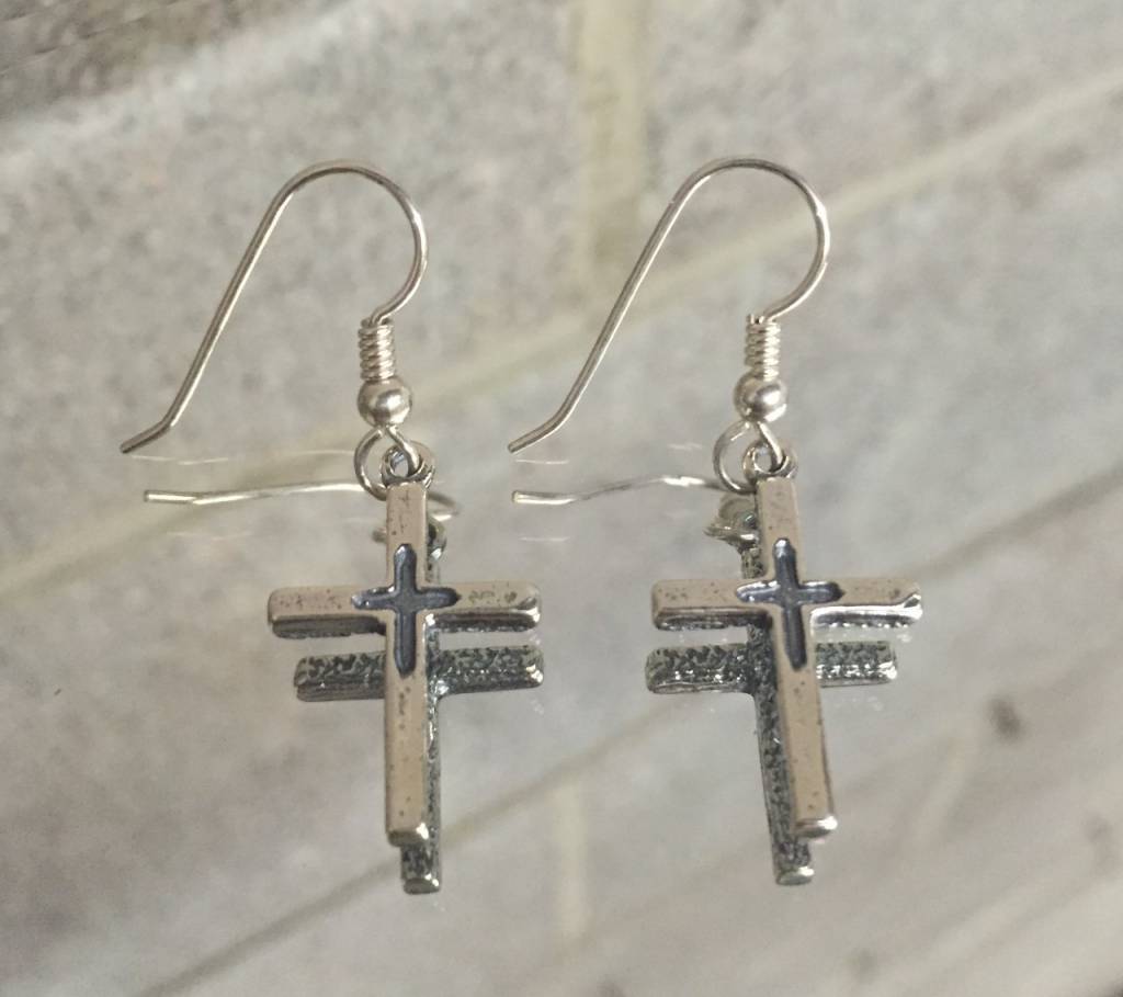 Ag1134er Two Sided Cross Small Dangle Earrings Ss Wow Warehouse Ag1134er Two Sided Cross Small Dangle Earrings Ss