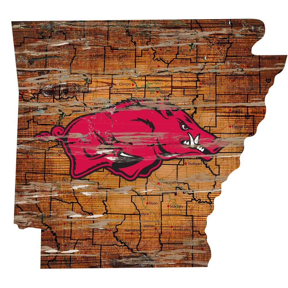 Arkansas Razorback State Map Wall Art Vintage Logo Sign The Arkansas Razorback State Map Wall Art Vintage Logo Signn