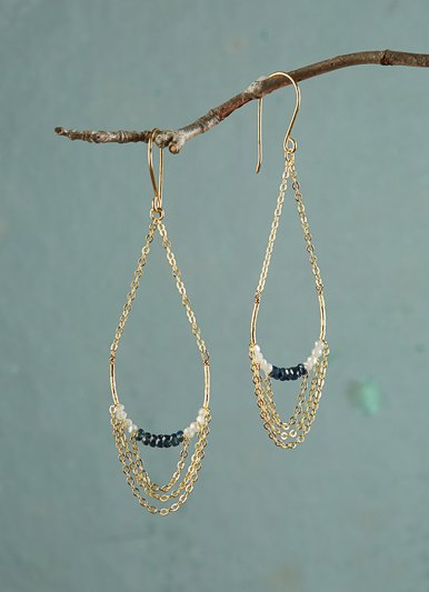 Amira Blue Chain Chandelier Earrings The Birch The Birch Amira Blue Chain Chandelier Earrings