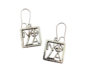 Square Nola Fleur De Lis Earrings Silver Fleurty