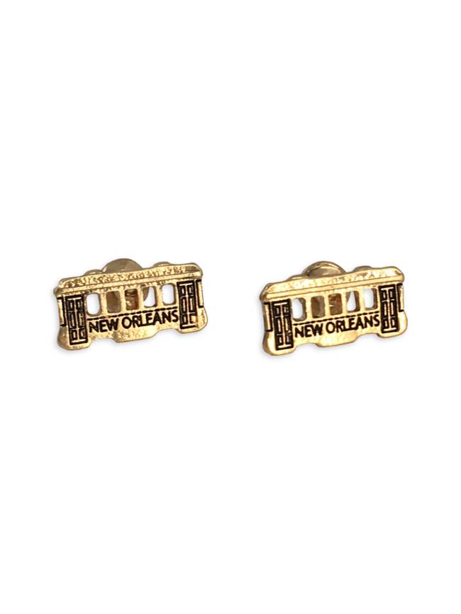 New Orleans Streetcar Earrings Gold Fleurty New Orleans Streetcar Earrings Gold