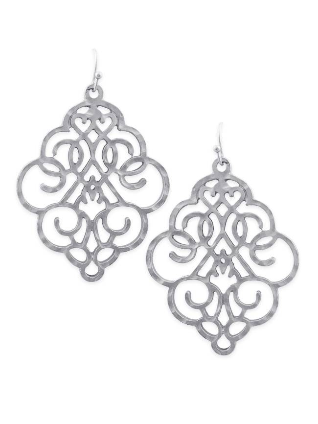 Bold Filigree Earrings In Silver Fleurty Bold Filigree Earrings In Silver