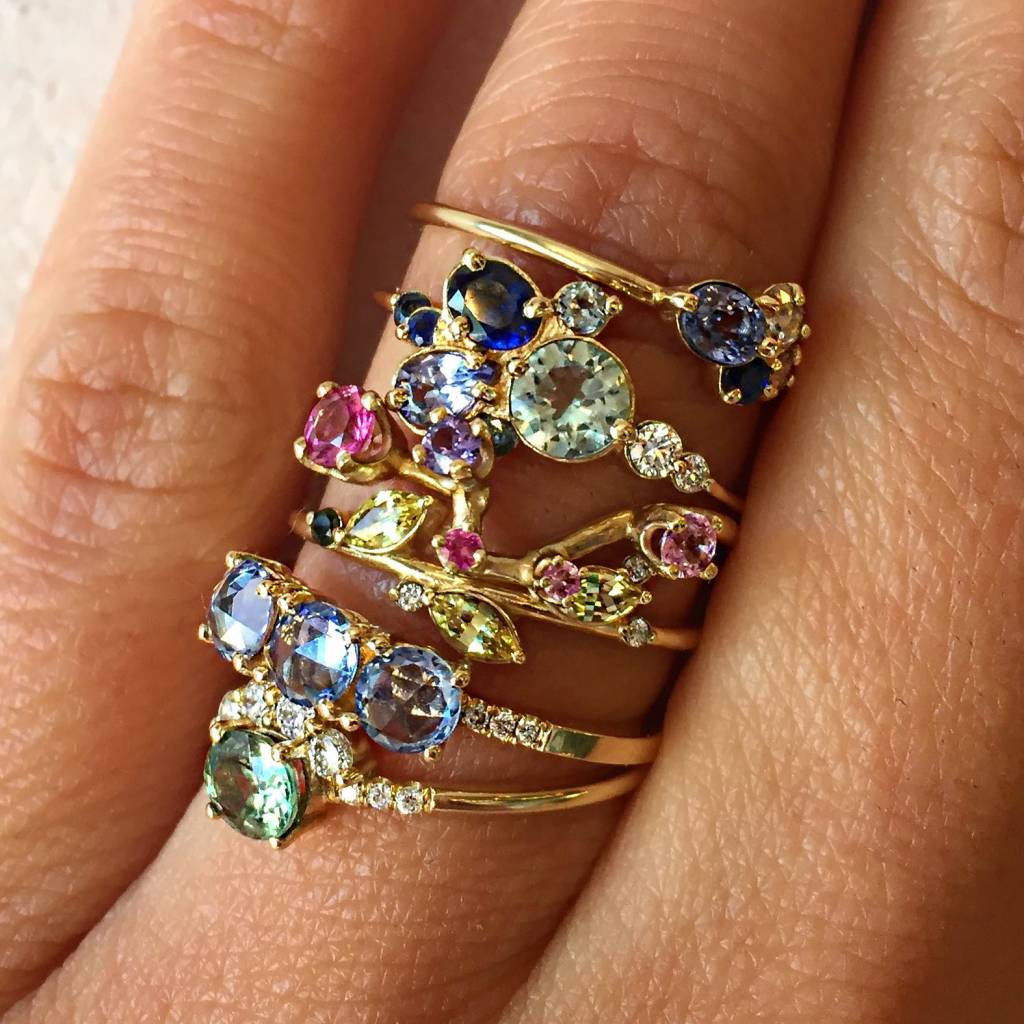 jennie kwon designs rose cut sapphire equilibrium ring - The Golden Carrot