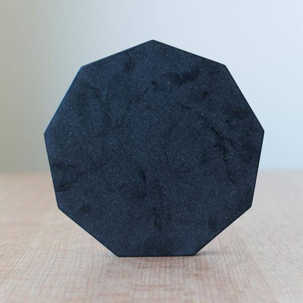 Fort Standard Black Granite Hexagon Trivet with Leather Backing