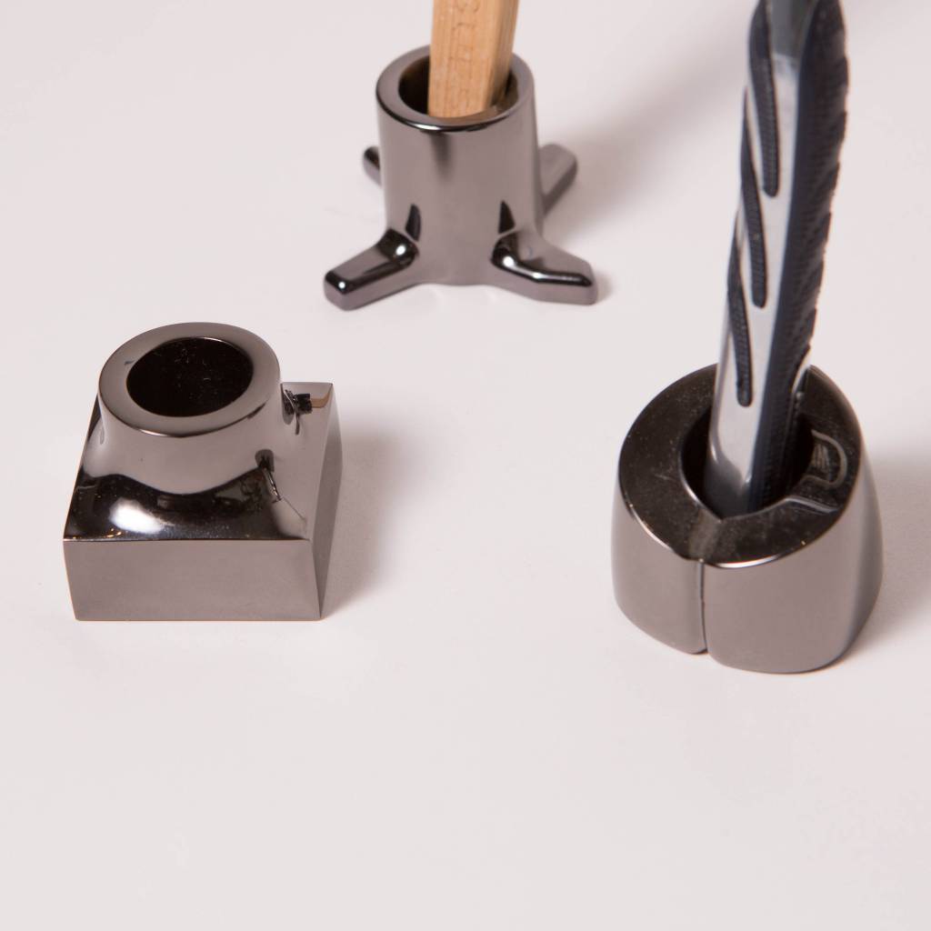 Kontextur Viktor Toothbrush/Razor Holder, set of 3, Black Nickel