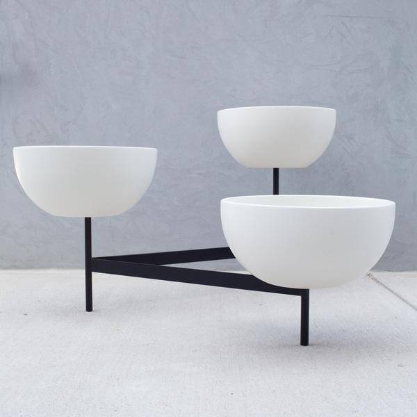Modernica Case Study Bowls with Metal Tri-Stand, Medium White