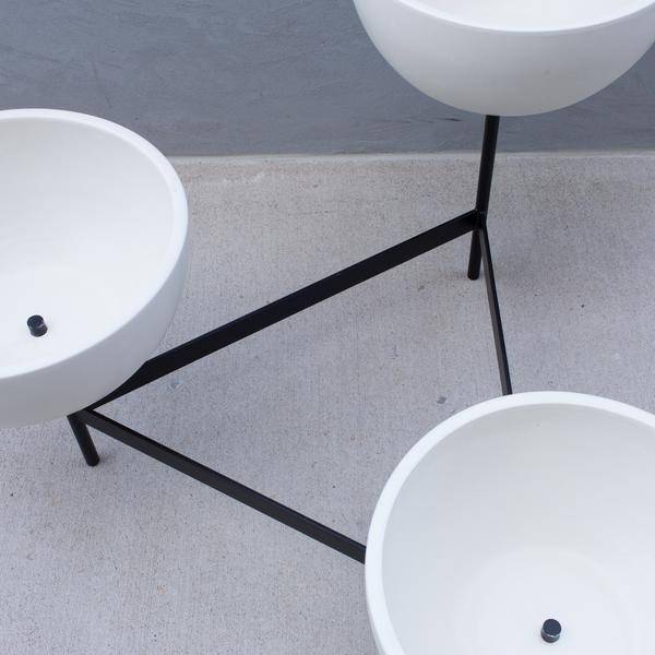 Modernica Case Study Bowls with Metal Tri-Stand, Medium White