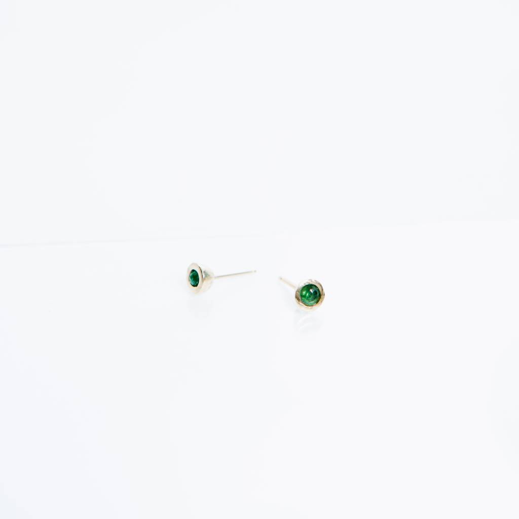 Kathryn Bentley Fine Jewelry Tiny Dot Studs, Emerald