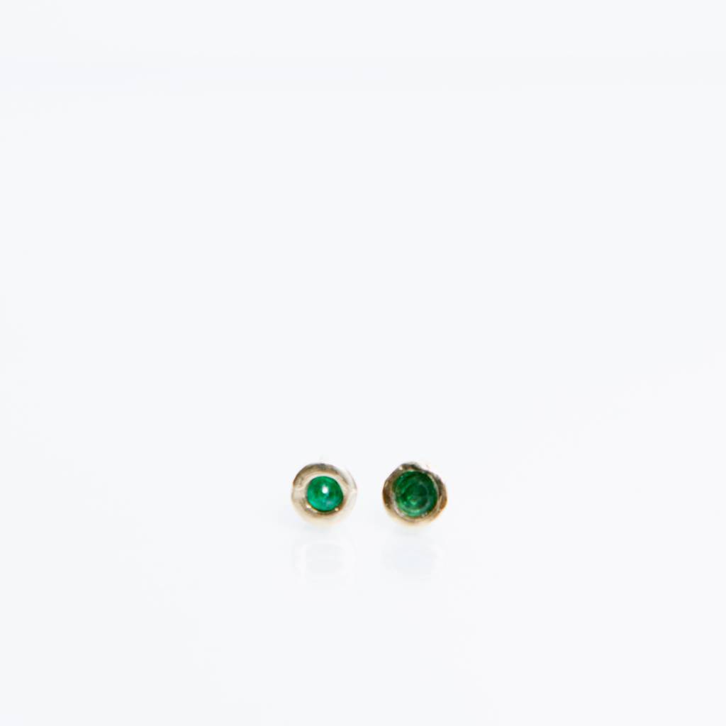Kathryn Bentley Fine Jewelry Tiny Dot Studs, Emerald