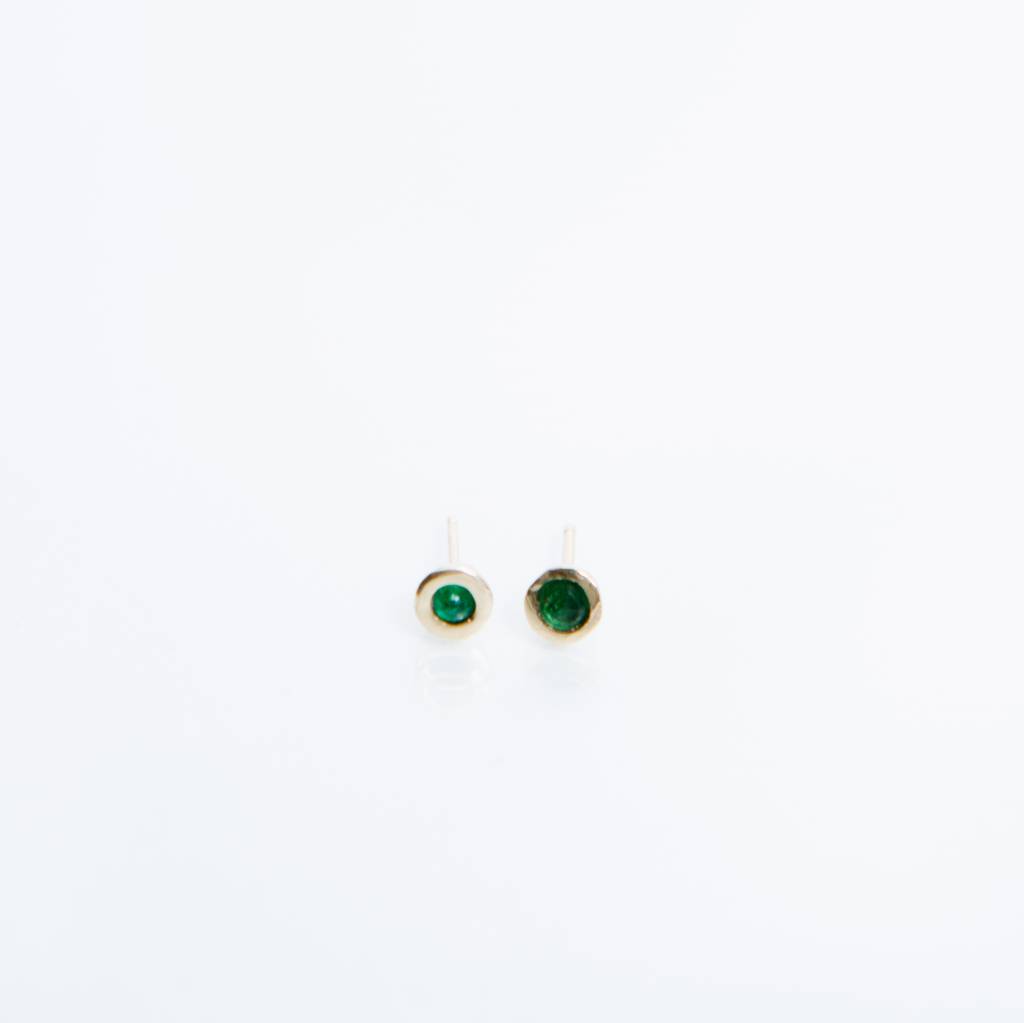Kathryn Bentley Fine Jewelry Tiny Dot Studs, Emerald