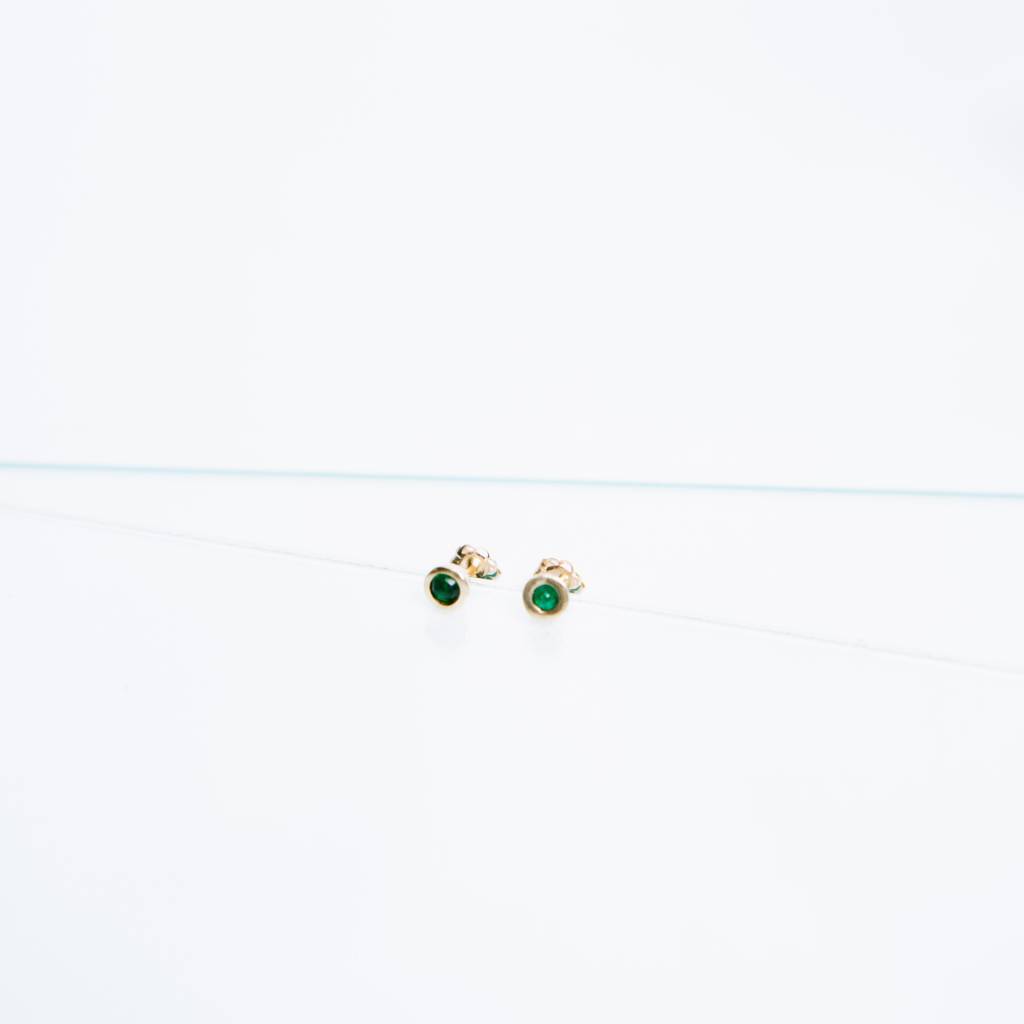 Kathryn Bentley Fine Jewelry Tiny Dot Studs, Emerald