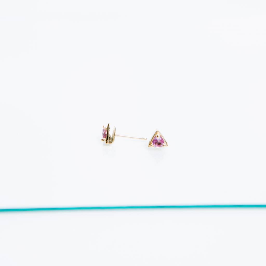 Kathryn Bentley Fine Jewelry Tiny Triangle Studs, Pink Sapphire