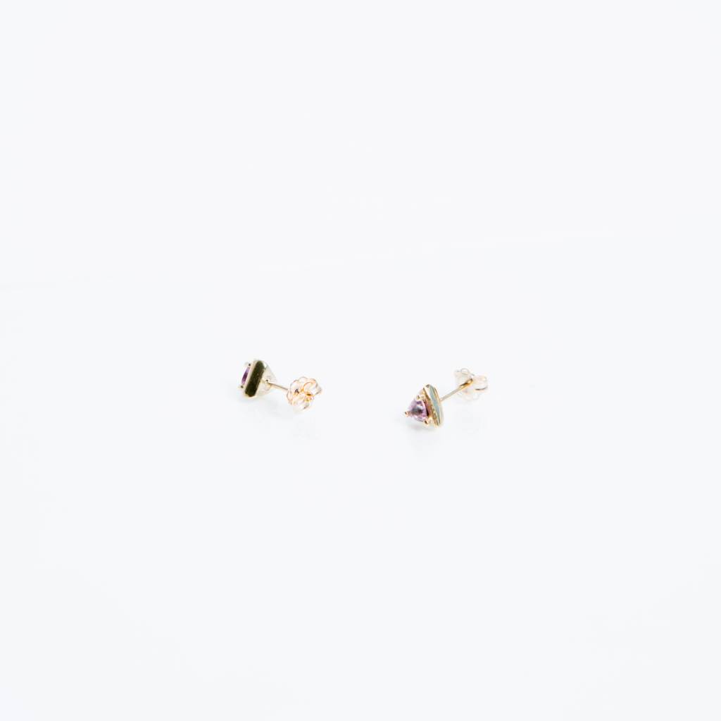 Kathryn Bentley Fine Jewelry Tiny Triangle Studs, Pink Sapphire