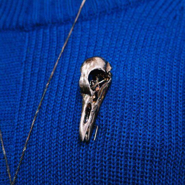 Alice Waese Silver Bird Skull Pin