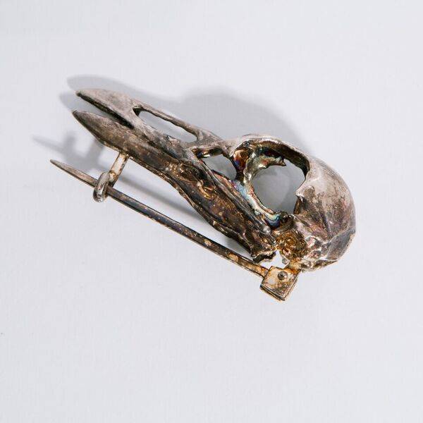 Alice Waese Silver Bird Skull Pin