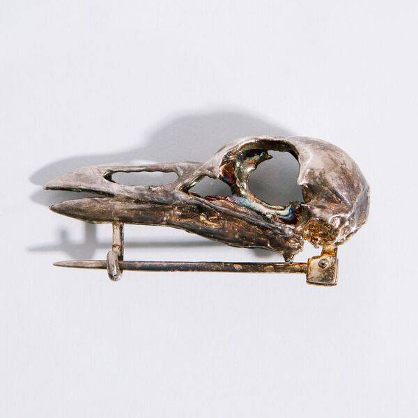 Alice Waese Silver Bird Skull Pin
